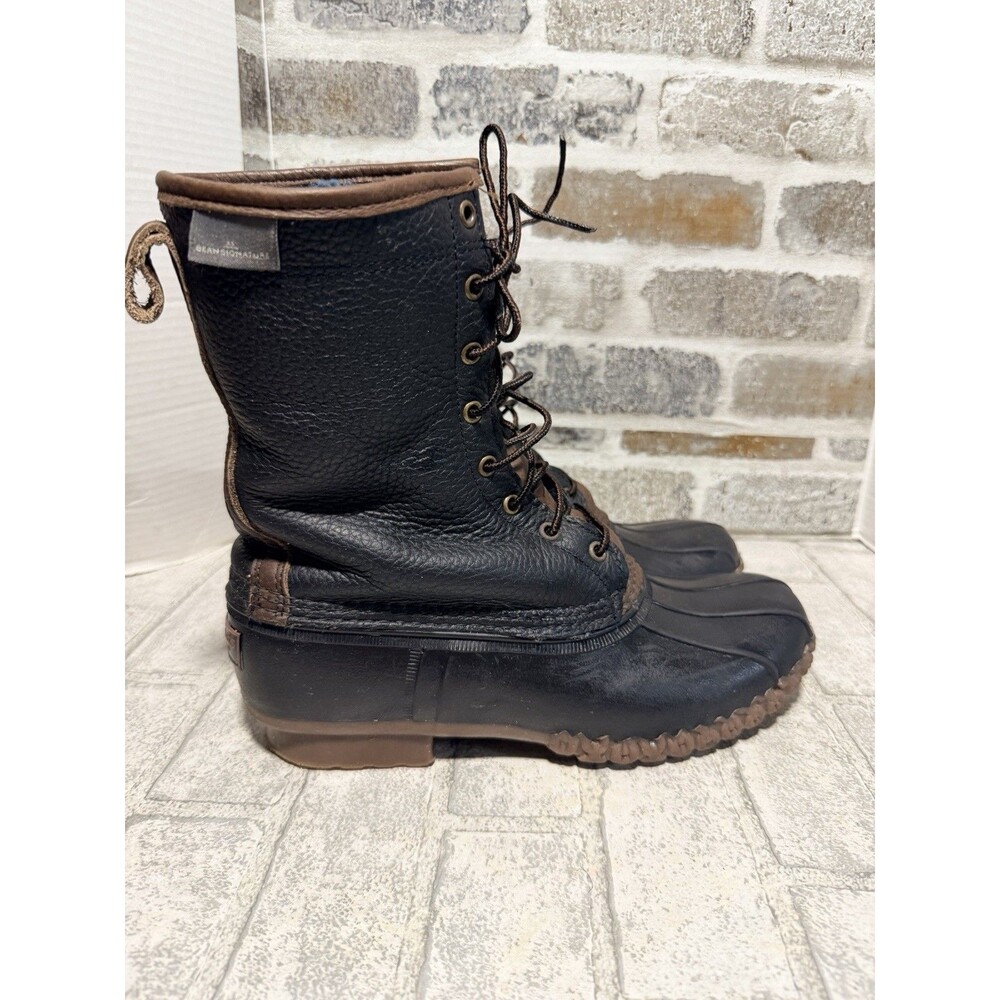 Limited Edition LL Bean Bison Bean Boots Brown/Blue Plaid Lined Sz 10